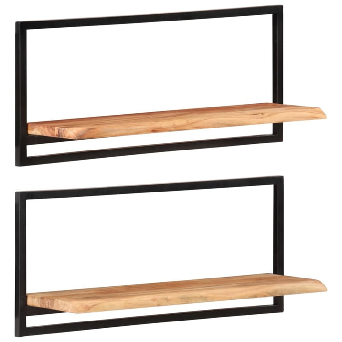 Wall Shelves 2 Pcs 80x25x35 Cm Solid Wood Acacia and Steel