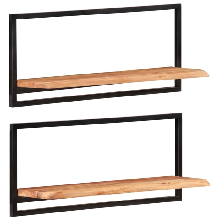 Wall Shelves 2 Pcs 80x25x35 Cm Solid Wood Acacia and Steel