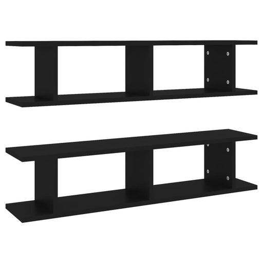Wall Shelves 2 Pcs Black 90x18x20 Cm Chipboard Nbioki
