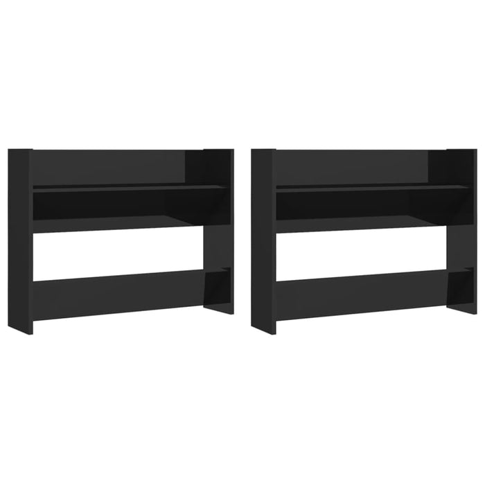 Wall Shoe Cabinets 2 Pcs Glossy Look Black 80x18x60 Cm