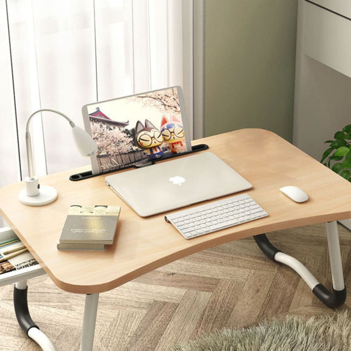 2x Walnut Portable Bed Table Adjustable Foldable Sofa Study