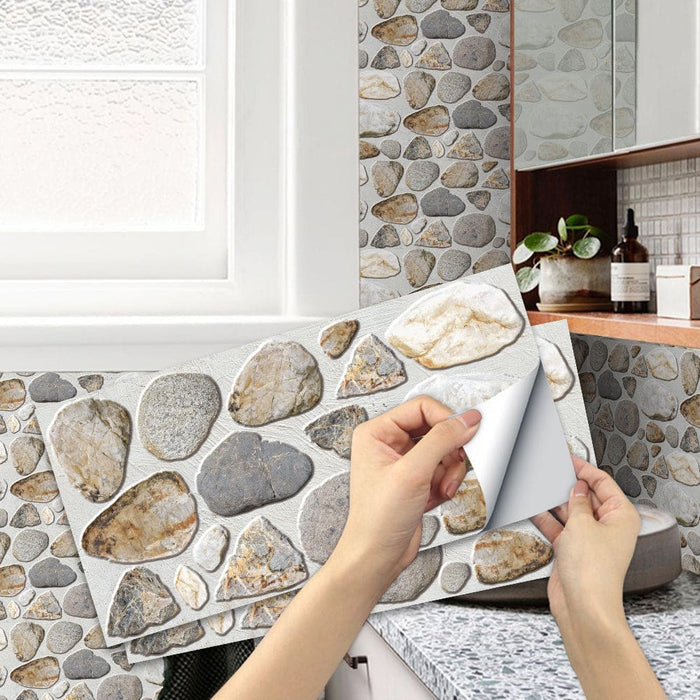 Waterproof Tiles Stone Wallpaper Stickers Bathroom Kitchen