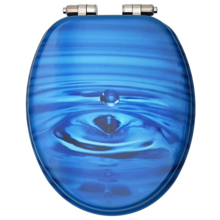 Wc Toilet Seat With Soft Close Lid Mdf Blue Water Drop