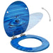 Wc Toilet Seat With Soft Close Lid Mdf Blue Water Drop