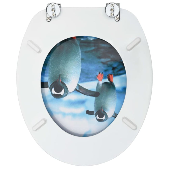 Wc Toilet Seats With Lid 2 Pcs Mdf Penguin Design Tbplabk