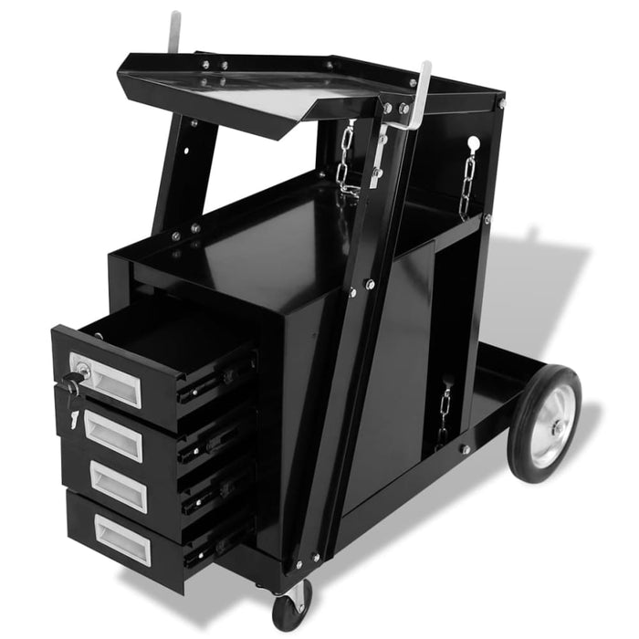 Welding Cart with 4 Drawers Black Oaxtlt