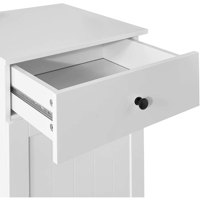 White Bathroom Cabinet With Laundry Basket And Drawer