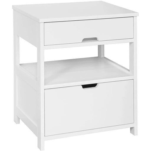 White Bedside Table With 2 Drawers