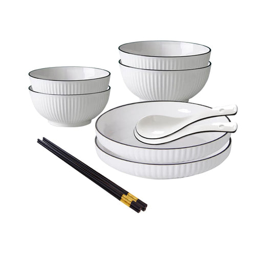 White Japanese Style Ceramic Dinnerware Crockery Soup Bowl