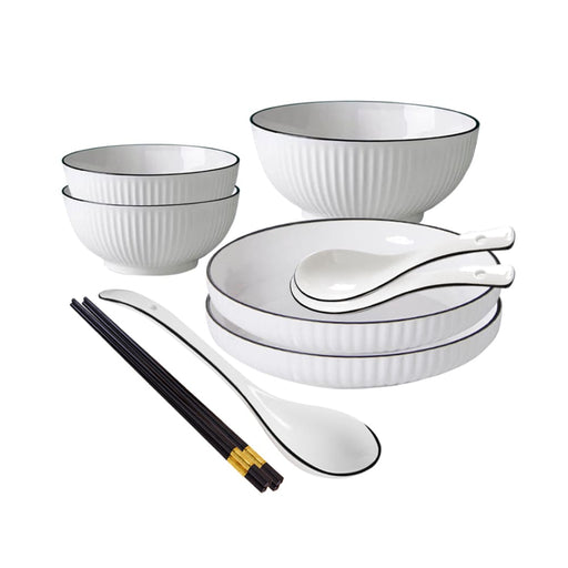 White Japanese Style Ceramic Dinnerware Crockery Soup Bowl