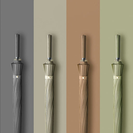 24k Windproof Long Umbrella with Leather Handle