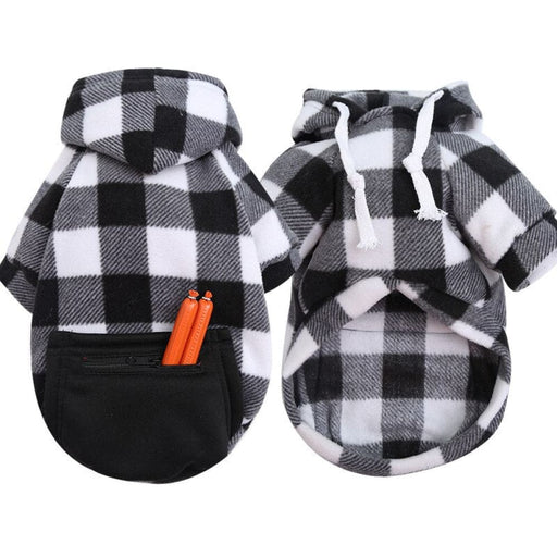 Winter Warm Plaid Hooded Sweatshirt With Pockets For Small