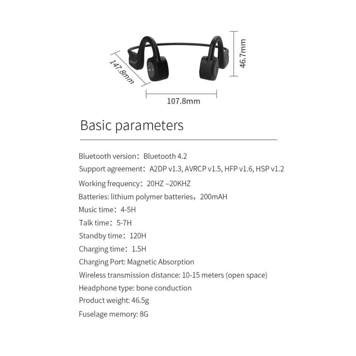 Wireless Bone Conduction Waterproof Mp3 Music Player
