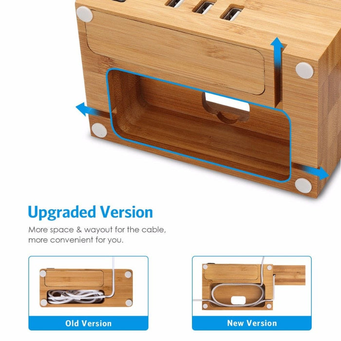 Wood Bamboo Charging Dock Station & Stand Holder