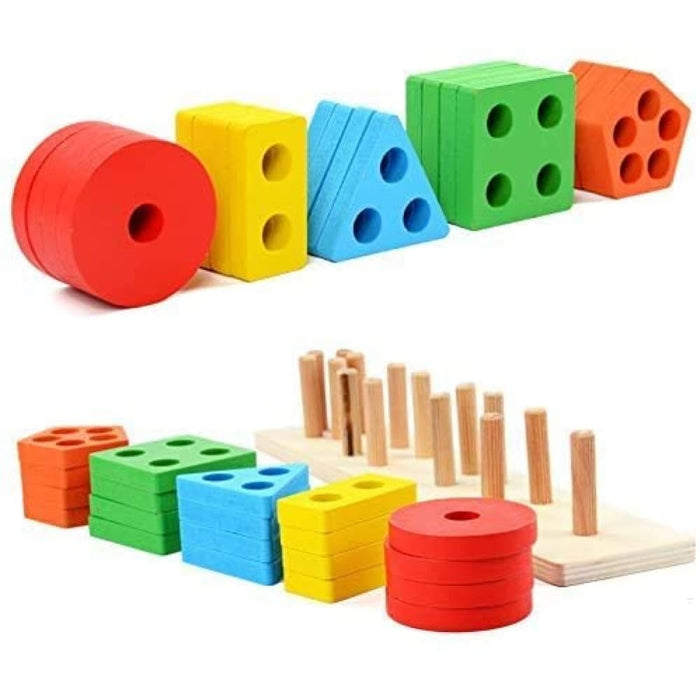 Wooden Educational Preschool Blocks Puzzle for 3 to 5 Year