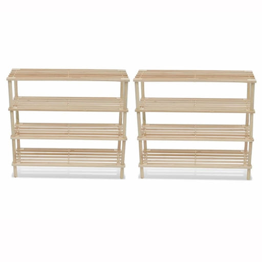 Wooden Shoe Rack 4 - tier Shelf Storage 2 Pcs Xaobll