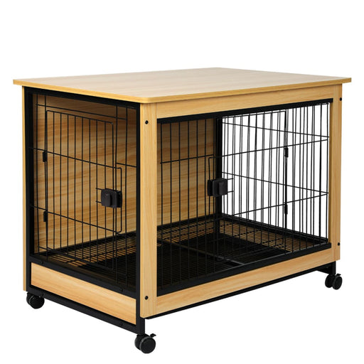 Wooden Wire Dog Kennel Side End Table Steel Puppy Crate