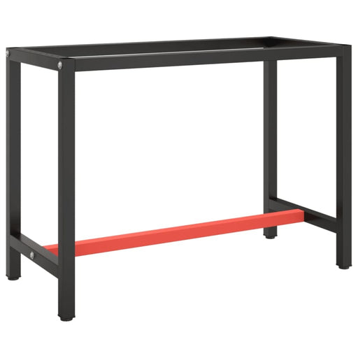 Work Bench Frame Matte Black and Red 110x50x79 Cm Metal