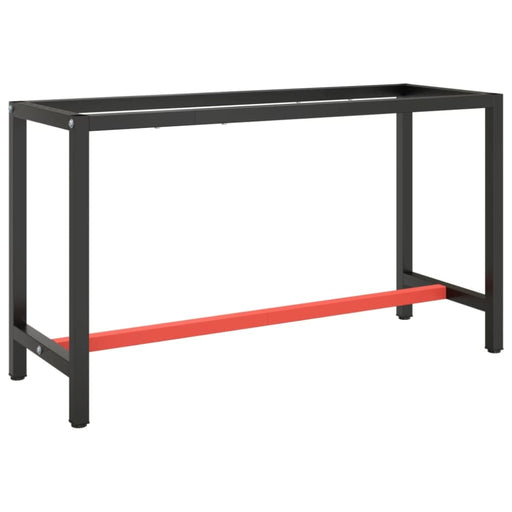 Work Bench Frame Matte Black and Red 140x50x79 Cm Metal