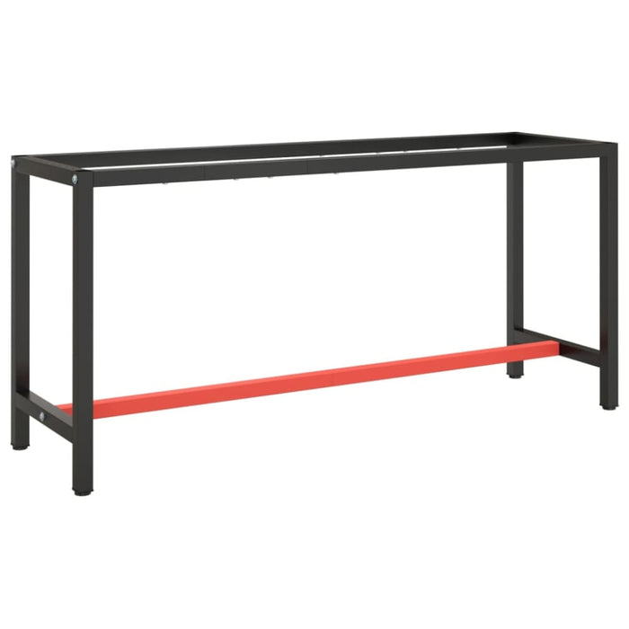 Work Bench Frame Matte Black and Red 170x50x79 Cm Metal