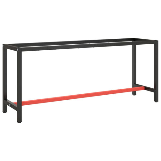 Work Bench Frame Matte Black and Red 190x50x79 Cm Metal