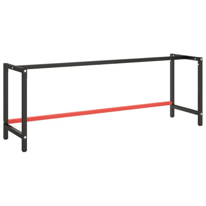 Work Bench Frame Matte Black and Red 220x57x79 Cm Metal