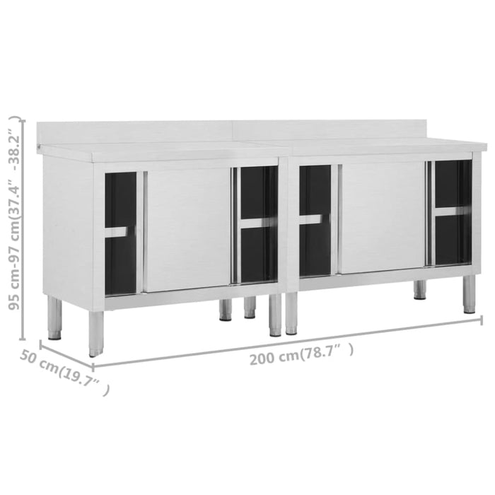 Work Tables With Sliding Doors 2pcs 200x50x(95-97)cm