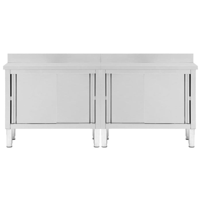 Work Tables With Sliding Doors 2pcs 200x50x(95-97)cm