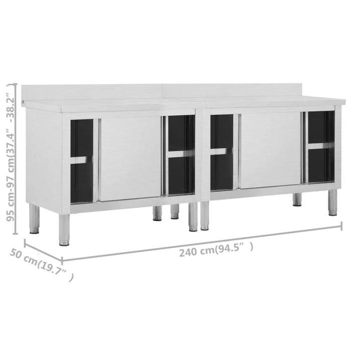 Work Tables with Sliding Doors 2pcs 240x50x(95-97)cm
