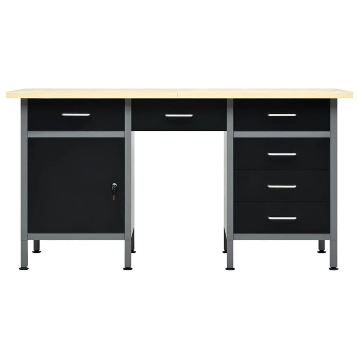 Workbench Black 160x60x85 Cm Steel Oaptai