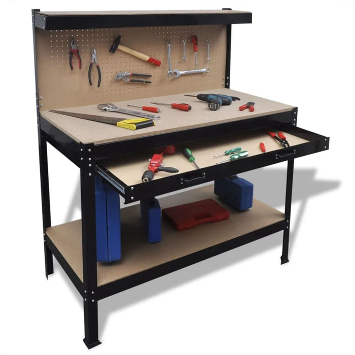 Workbench With Pegboard And Drawer Oaoilk