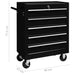 Workshop Tool Trolley with 5 Drawers Black Oaioix