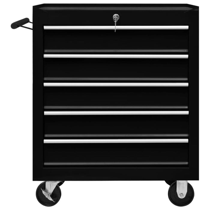 Workshop Tool Trolley with 5 Drawers Black Oaioix