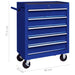 Workshop Tool Trolley With 5 Drawers Blue Oaioio