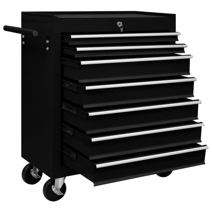 Workshop Tool Trolley with 7 Drawers Black Oaioia