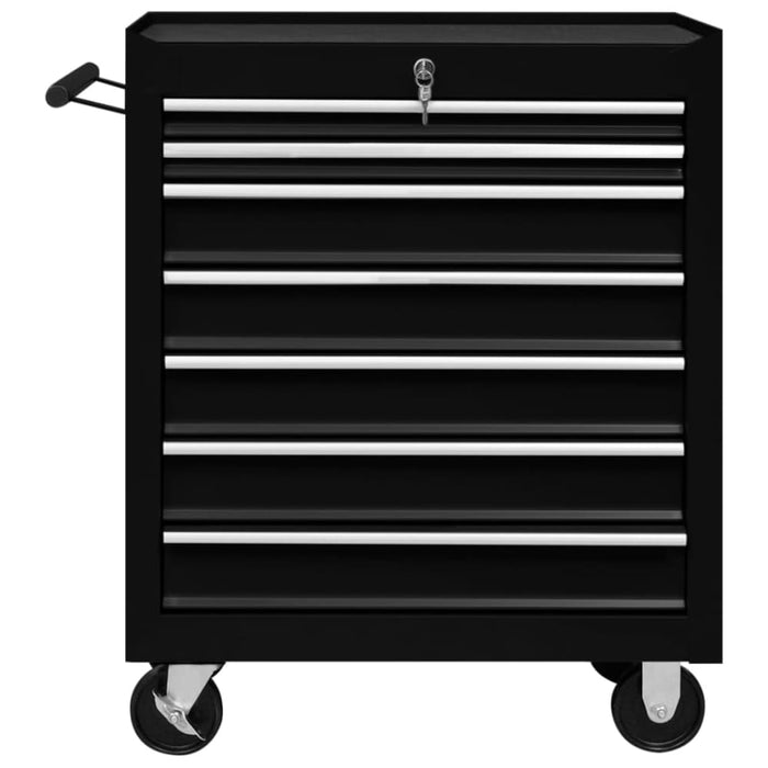 Workshop Tool Trolley with 7 Drawers Black Oaioia