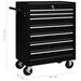Workshop Tool Trolley with 7 Drawers Black Oaioia