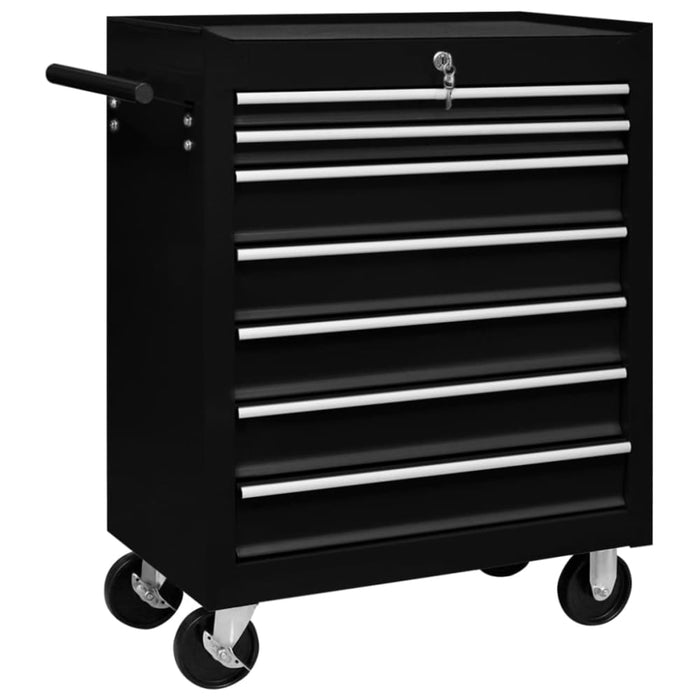 Workshop Tool Trolley with 7 Drawers Black Oaioia