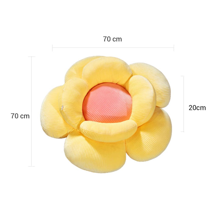 2x Yellow Double Flower Shape Cushion Soft Bedside Floor