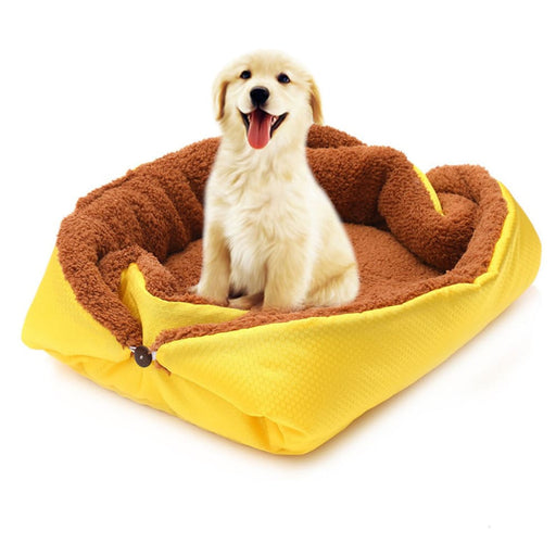 Yellow Dual-purpose Cushion Nest Cat Dog Bed Warm Plush