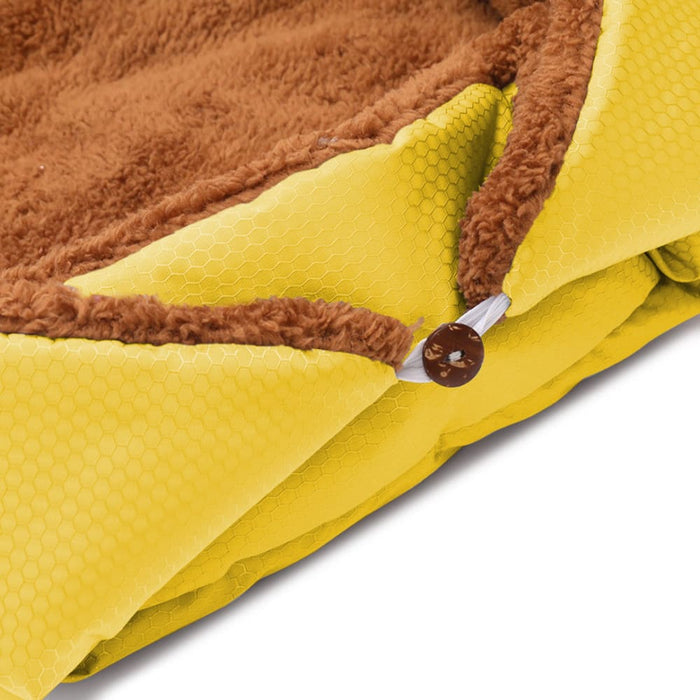 2x Yellow Dual-purpose Cushion Nest Cat Dog Bed Warm Plush