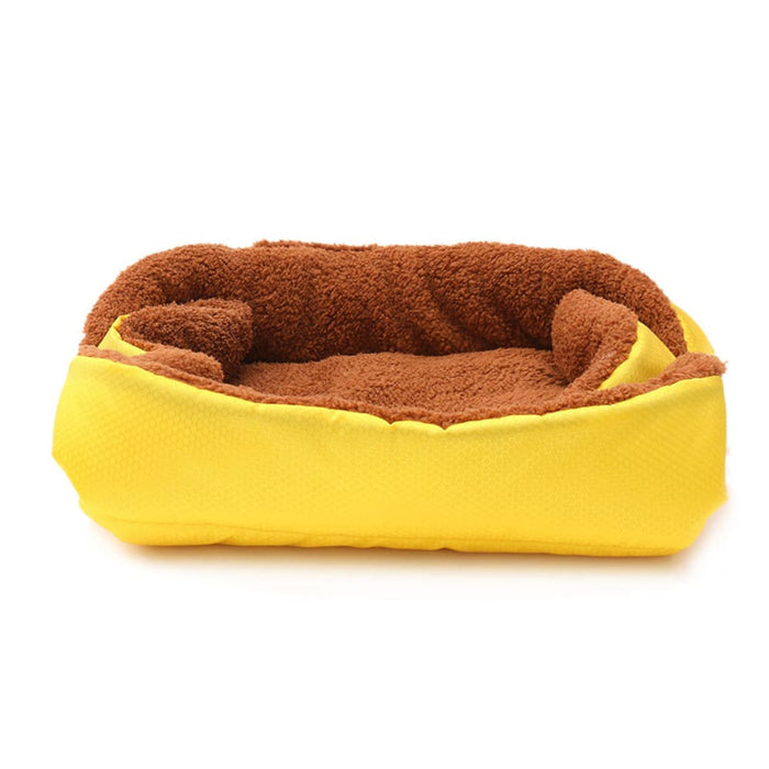 2x Yellow Dual-purpose Cushion Nest Cat Dog Bed Warm Plush