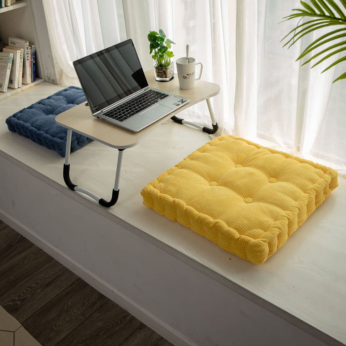 2x Yellow Square Cushion Soft Leaning Plush Backrest Throw