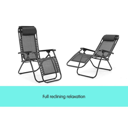 Zero Gravity Reclining Deck Chair - Black